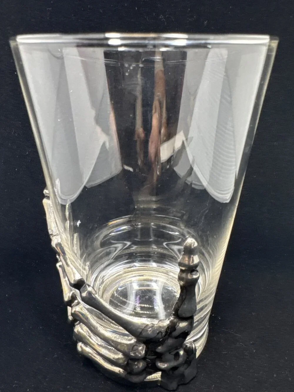 Halloween Skeleton Drinking Glass Tumbler Old Fashioned Metal Bones